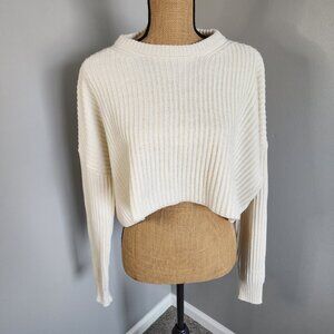 Altar'd State Cream Ribbed Crop Sweater XS 🤍